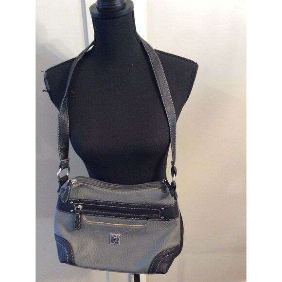 Stone & Co. Gray with Black Trim Leather Purse VNC Clean - Picture 1 of 9